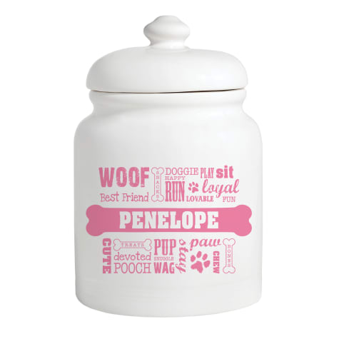Custom Personalization Solutions Personalized Dog Words Pink Treat Jar