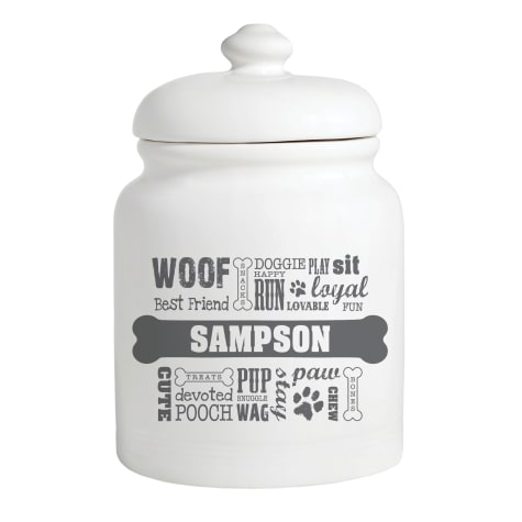 Custom Personalization Solutions Personalized Dog Words Treat Jar Gray