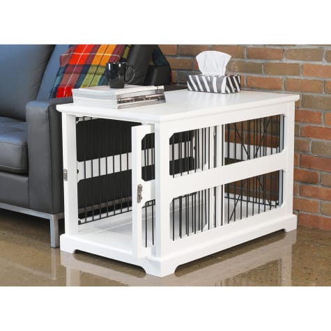white dog crate furniture