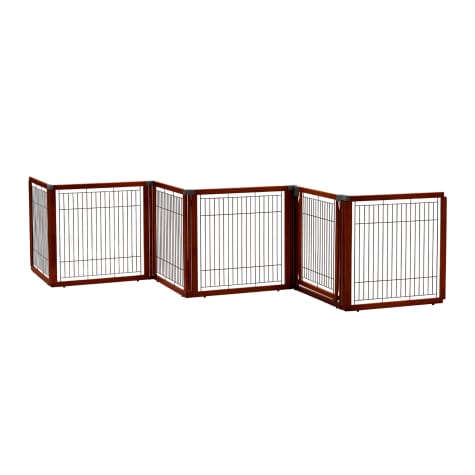 Richell Convertible Elite Pet Gate 6-Panel in Cherry Brown