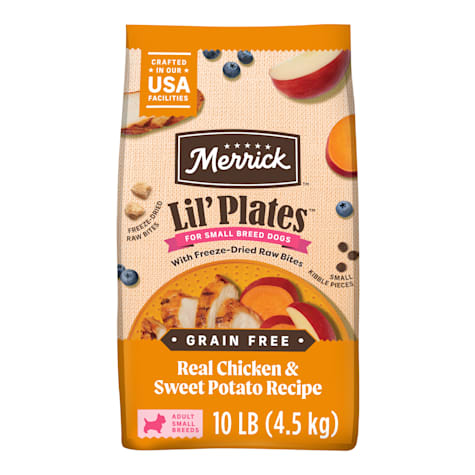 Merrick Lil Plates with Raw Bites Grain Free Chicken and Sweet Potato Kibble Dry Dog Food
