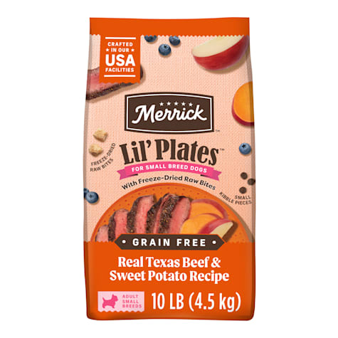 Merrick Lil Plates with Raw Bites Grain Free Texas, Beef and Sweet Potato Kibble Dry Dog Food