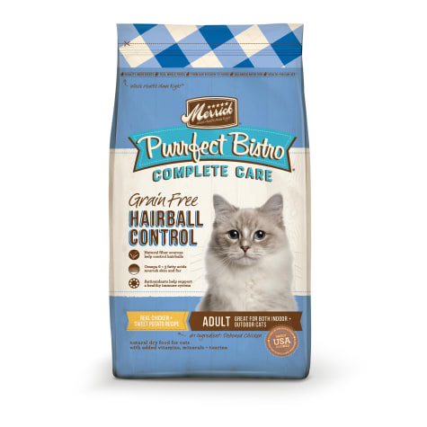 Merrick Purrfect Bistro Grain Free Complete Care Hairball Control Recipe Natural Dry Food for Adult Cats