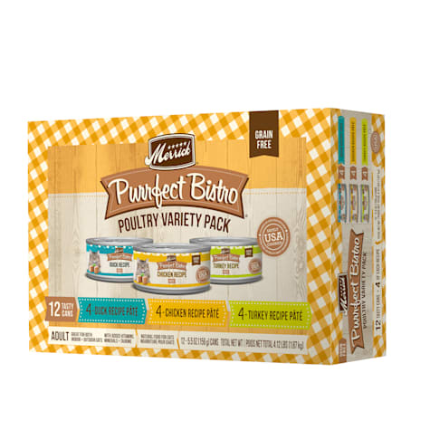 Merrick Purrfect Bistro Grain Free Premium Canned Pate Adult Wet Cat Food Variety Pack