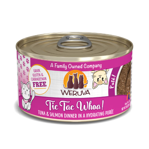 Weruva Pate Tic Tac Whoa! Tuna & Salmon Dinner in a Hydrating Puree Wet Cat Food