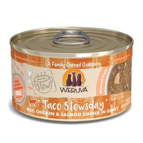 Weruva Stew! Taco Stewsday Beef, Chicken & Salmon Dinner in Gravy Wet Cat Food