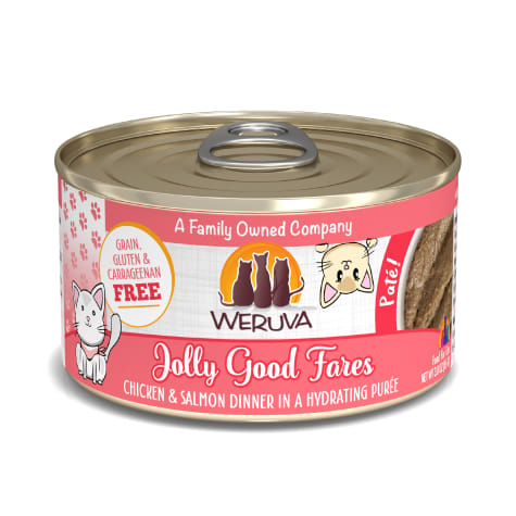Weruva Pate Jolly Good Fares Chicken & Salmon Dinner in a Hydrating Puree Wet Cat Food