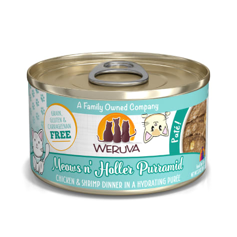 Weruva Pate Meows n' Holler Purramid Chicken & Shrimp Dinner in a Hydrating Puree Wet Cat Food