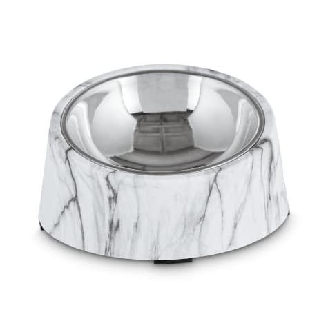 EveryYay Dining In Slanted Marble-Print Base and Stainless-Steel Dog Bowl Set