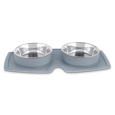 EveryYay Silicone Double Diner Stainless Steel Dog Bowl Set