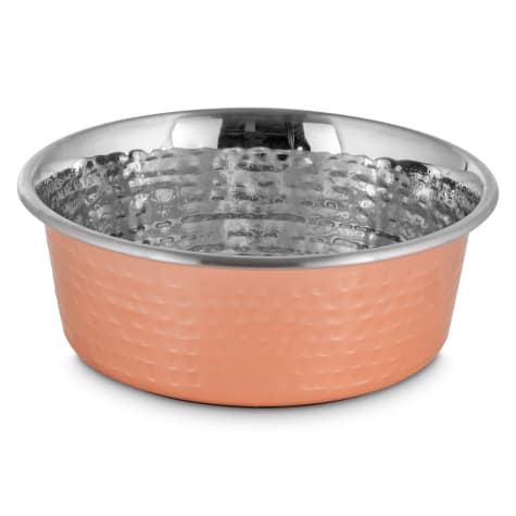 EveryYay Dining In Copper-Plated and Hammered Stainless-Steel Dog Bowl