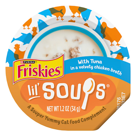Purina Friskies Natural, Grain Free Lickable Cat Treats Lil' Soups with Tuna in Chicken Broth