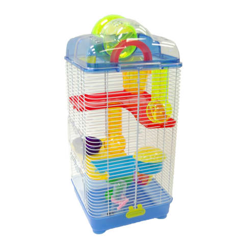 YML 3 Level Plastic Clear & Blue Hamster Cage