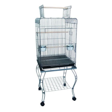YML Open Top Silver Parrot Cage With Stand