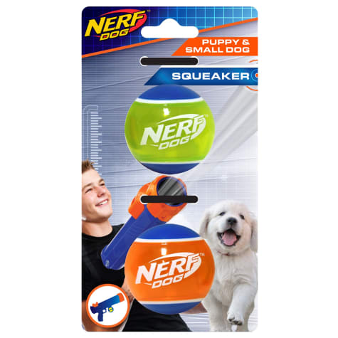 orange and blue rubber dog balls