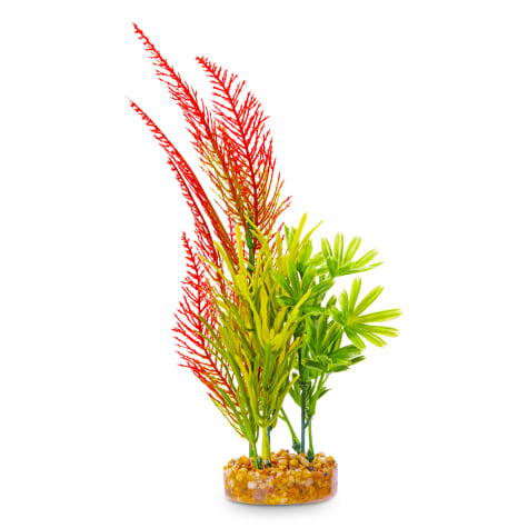 Imagitarium Fiesta Green and Red Fern Plastic Aquarium Plant