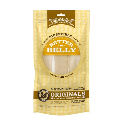 Better Belly Originals, Real Beef Sirloin Flavor, Large Rolls, Dog Chews