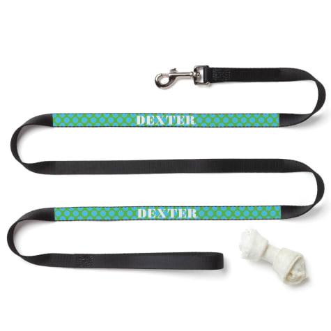 Custom Personalization Solutions Personalized Blue Polka Dot Dog Leash