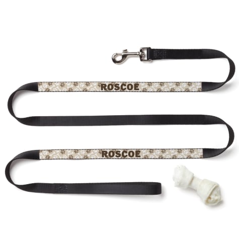 Custom Personalization Solutions Personalized Brown Paws and Bones Dog Leash