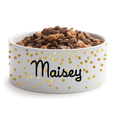 Custom Personalization Solutions Personalized Gold Confetti Dog Bowl