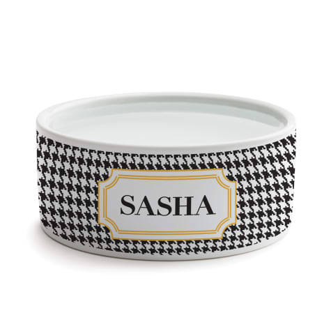 Custom Personalization Solutions Personalized Houndstooth Dog Bowl