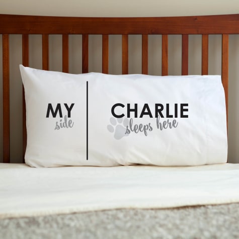 Custom Personalization Solutions Dog Sleeps Here Personalized Pillowcase