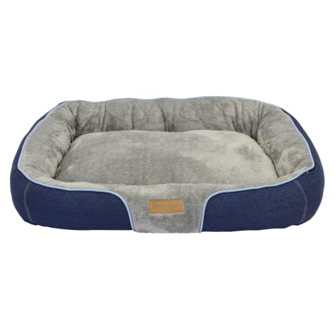 Dallas Manufacturing Denim Bolster Blue Piping Dog Bed