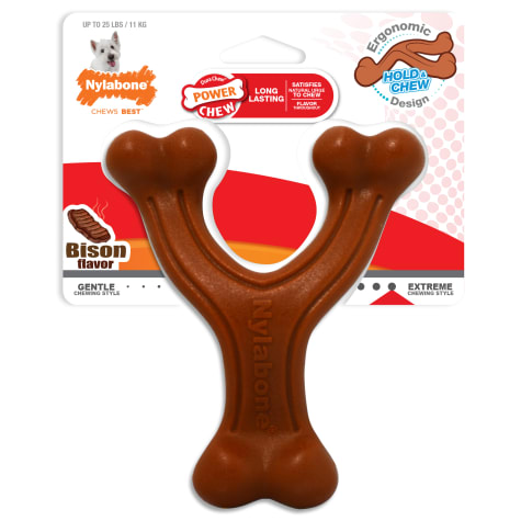Nylabone Power Chew Ergonomic Hold & Chew Wishbone Durable Dog Toy Bison Small/Regular - Up to 25 Ibs.