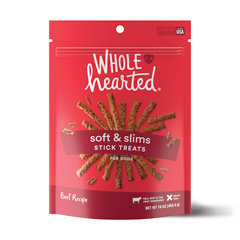 WholeHearted Grain Free Soft and Chewy Beef Recipe Dog Stick Treats