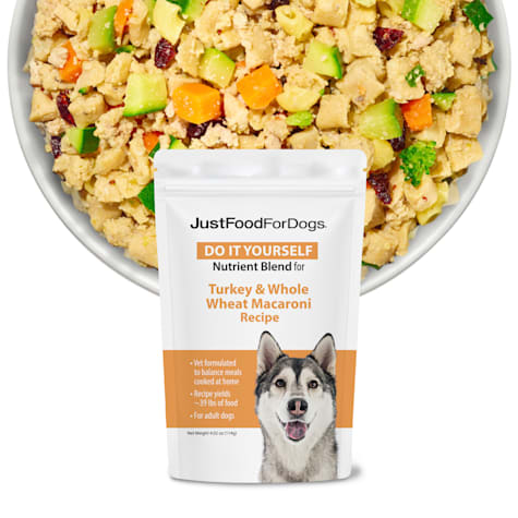 JustFoodForDogs Do-It-Yourself Turkey and Whole Wheat Macaroni Dog Food Nutrients