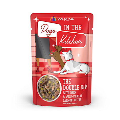Dogs in the Kitchen The Double Dip with Beef & Wild Caught Salmon Au Jus Wet Dog Food Pouches