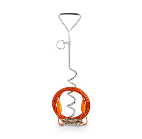 EveryYay Stretch Your Legs Trusty Tether Tie-Out Cable with Spiral Stake, For Dogs up to 50 lbs.