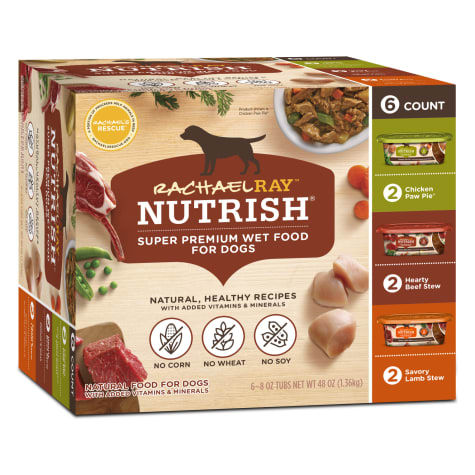 Rachael Ray Nutrish Natural Hearty Beef Stew, Chicken Paw Pie & Savory Lamb Stew Variety Pack Wet Dog Food