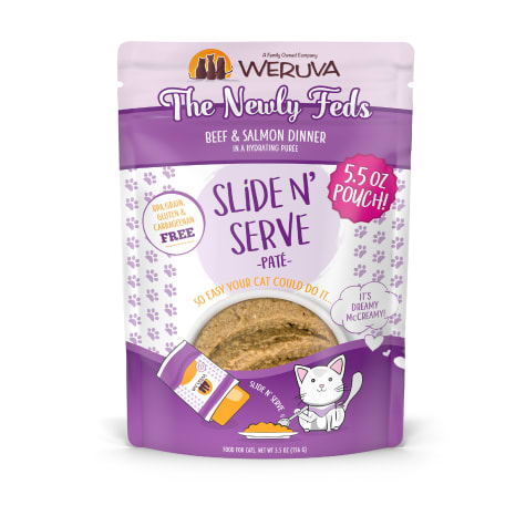 Weruva Pate The Newly Feds Beef & Salmon Dinner in a Hydrating Puree Wet Cat Food
