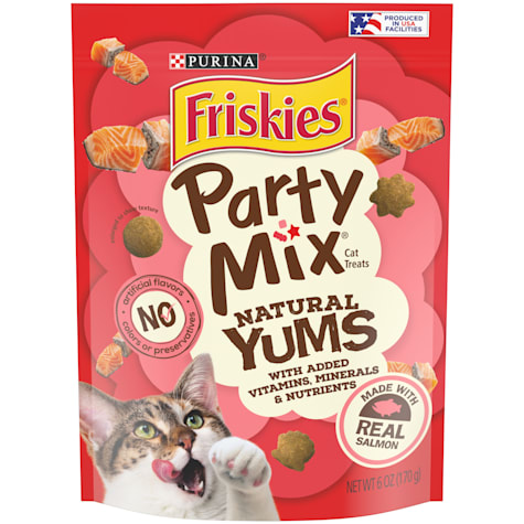 Friskies Party Mix Natural Yums With Real Salmon and Vitamins, Minerals & Nutrients Cat Treats