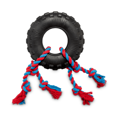 Leaps & Bounds Toss & Tug Tire Dual Rope Dog Toy