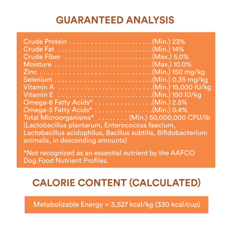 wholehearted dog food calories