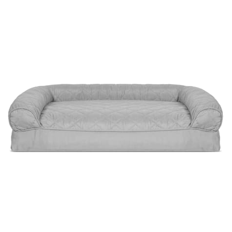 FurHaven Extra Large Silver Grey Quilted Pillow Sofa Dog Bed Pet Bed Sofa Comfy