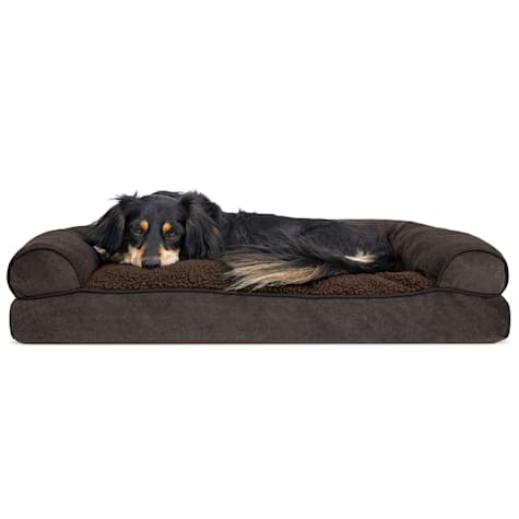 FurHaven Faux Fleece & Chenille Soft Woven Pillow Sofa Dog Bed