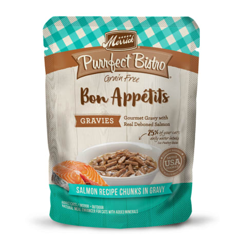 Merrick Purrfect Bistro Bon Appetits Grain Free Salmon Recipe Chunks in Gravy Wet Cat Food