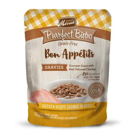 Merrick Purrfect Bistro Bon Appetits Grain Free Premium Chicken Recipe Chunks in Gravy Canned Pate Adult Wet Cat Food