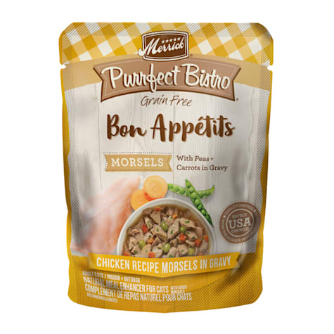 Merrick Purrfect Bistro Bon Appetits Grain Free Chicken Recipe Morsels in Gravy Wet Cat Food