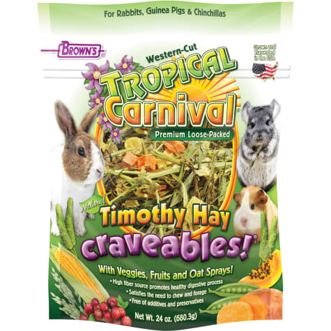 Brown's Tropical Carnival Timothy Hay Craveables with Veggies, Fruit & Oat Sprays for Small Animals