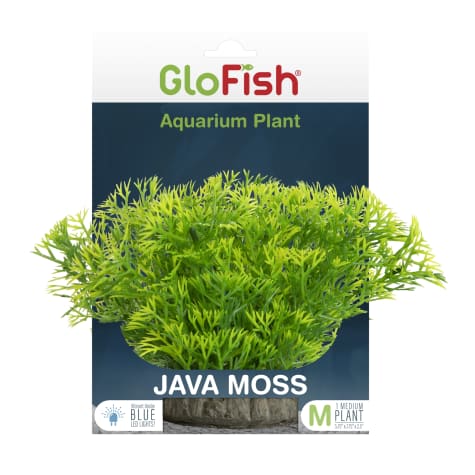 GloFish Java Moss Green Plant Fluorescent Under Blue LED Light Aquarium Decor