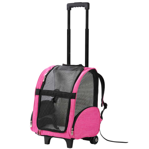 Kopeks Pink Deluxe Backpack Pet Travel Carrier with Wheels