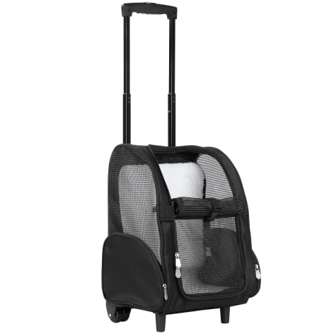 Kopeks Black Deluxe Backpack Pet Travel Carrier with Double Wheels