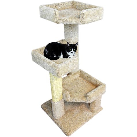 New Cat Condos 3 Level Tan Solid Wood Triple Kitty Pad