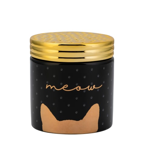 Amici Home Meow Black & Gold Cat Ceramic Jar