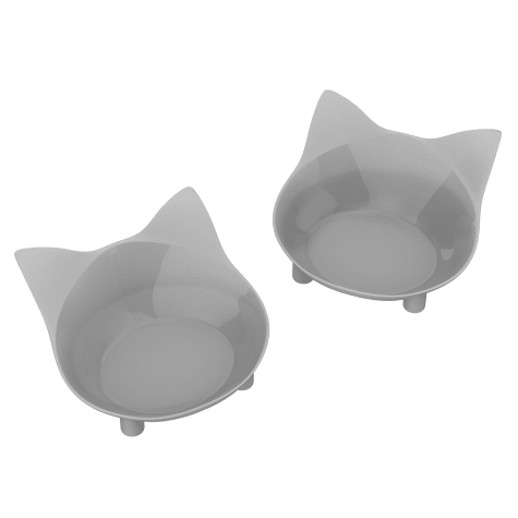PETMAKER Gray Nonslip Rubber Bottom Cat-Shaped Bowls