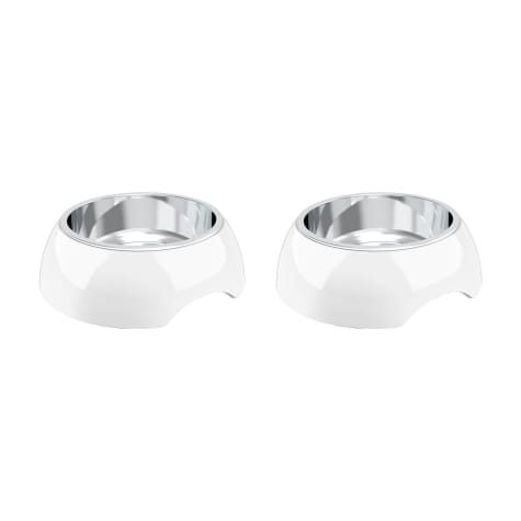 PETMAKER White Stainless Steel Nonslip Rubber Bottom Food & Water Station for Dogs & Cats